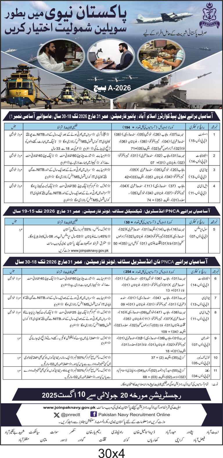 Join Pakistan Navy Civilian Jobs 2025 Batch A-2026 | Online Registration