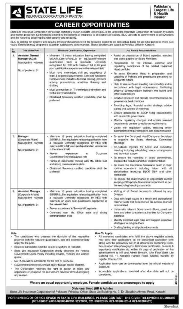 State Life Insurance Jobs