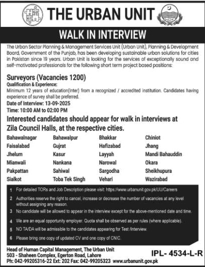 Surveyor jobs in Urban Unit 2025 